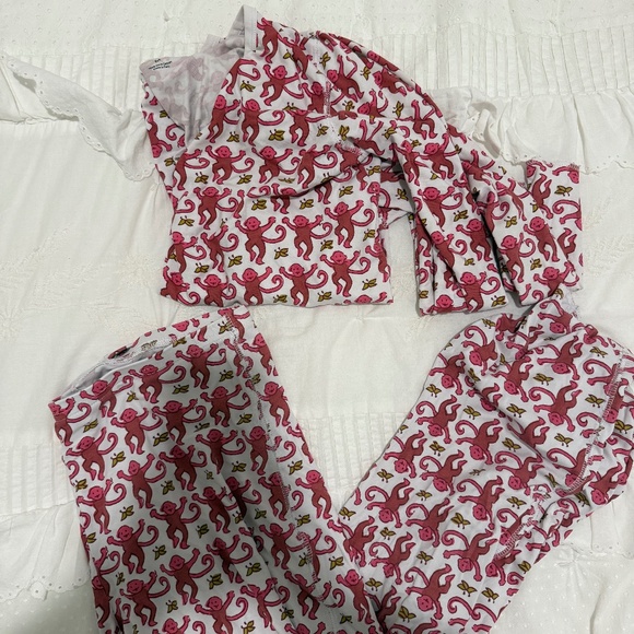 roller rabbit long sleeve pink monkeys - Picture 1 of 1